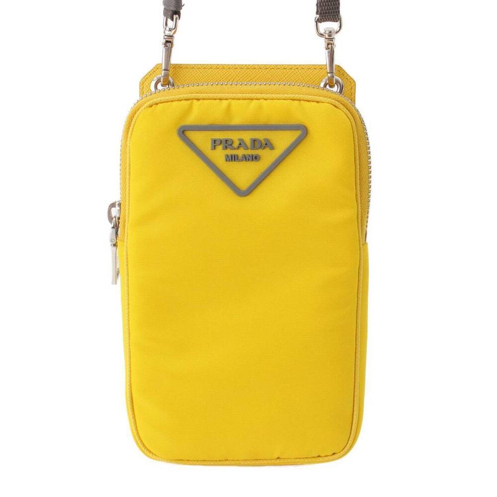 Prada Triangle Logo Smartphone Case Pouch Sacoche Yellow